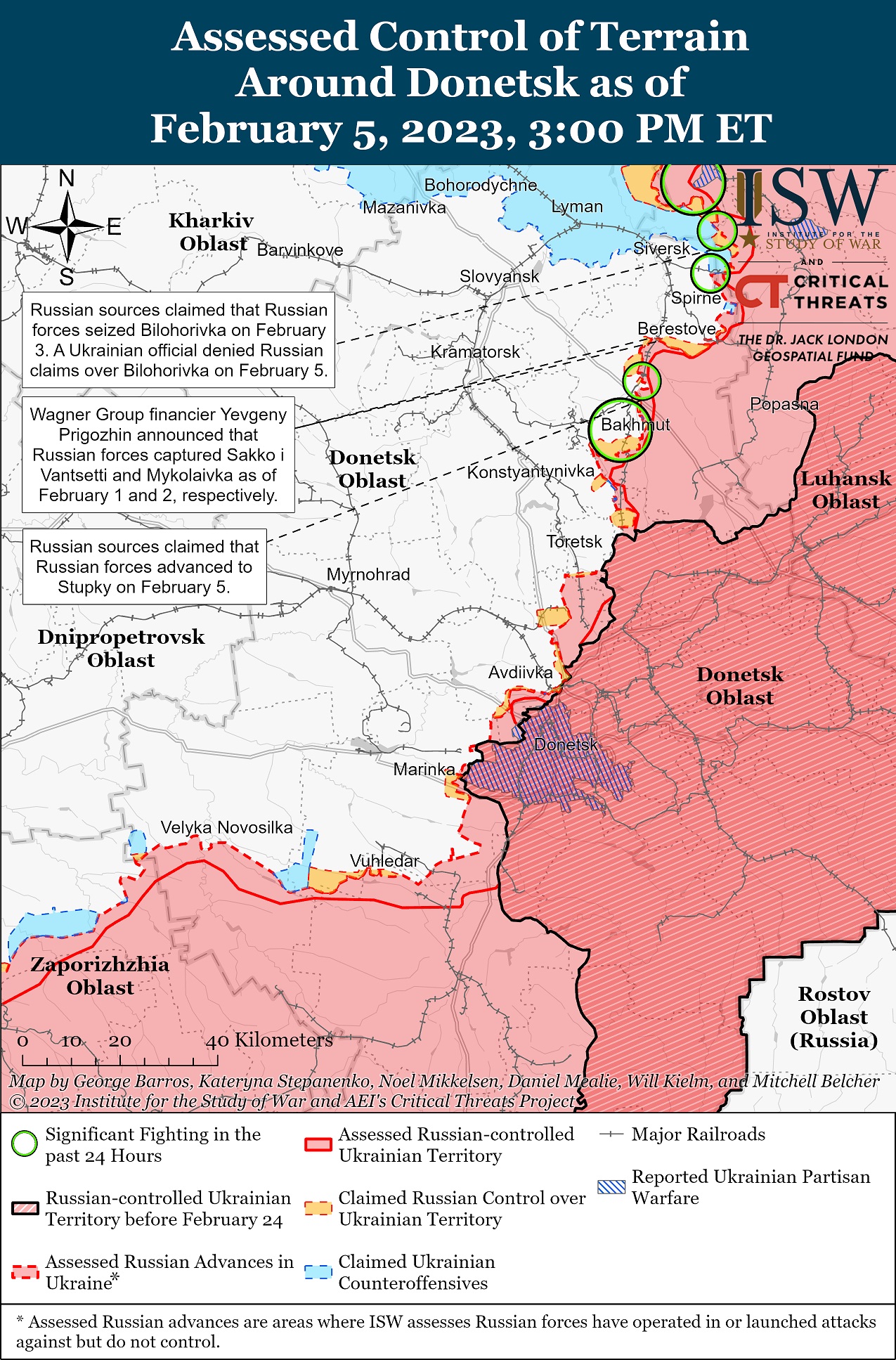 Карта боевых действий на Украине 6 февраля.