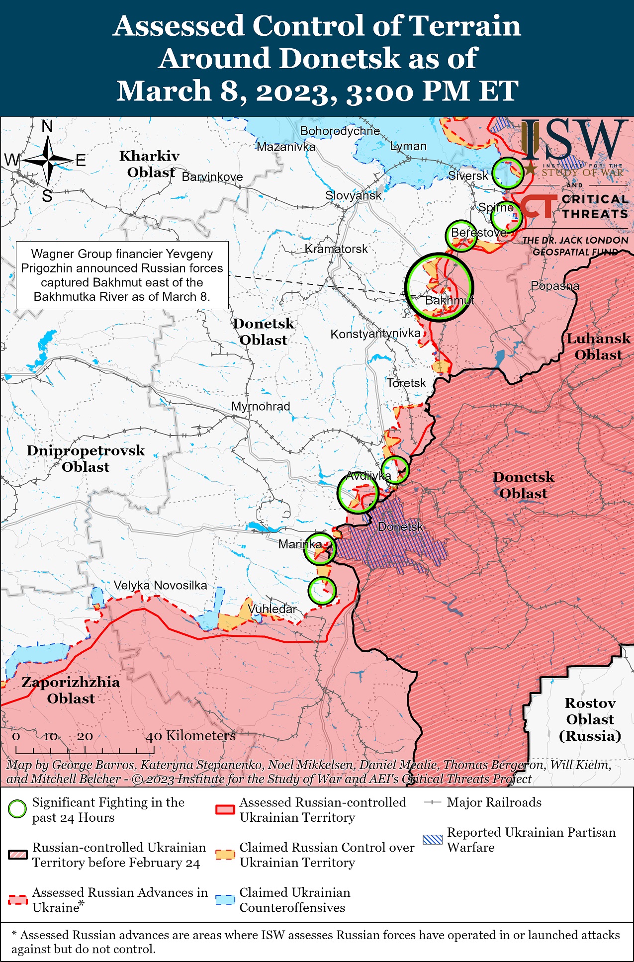 Карта боевых действий в Украине 9 марта.