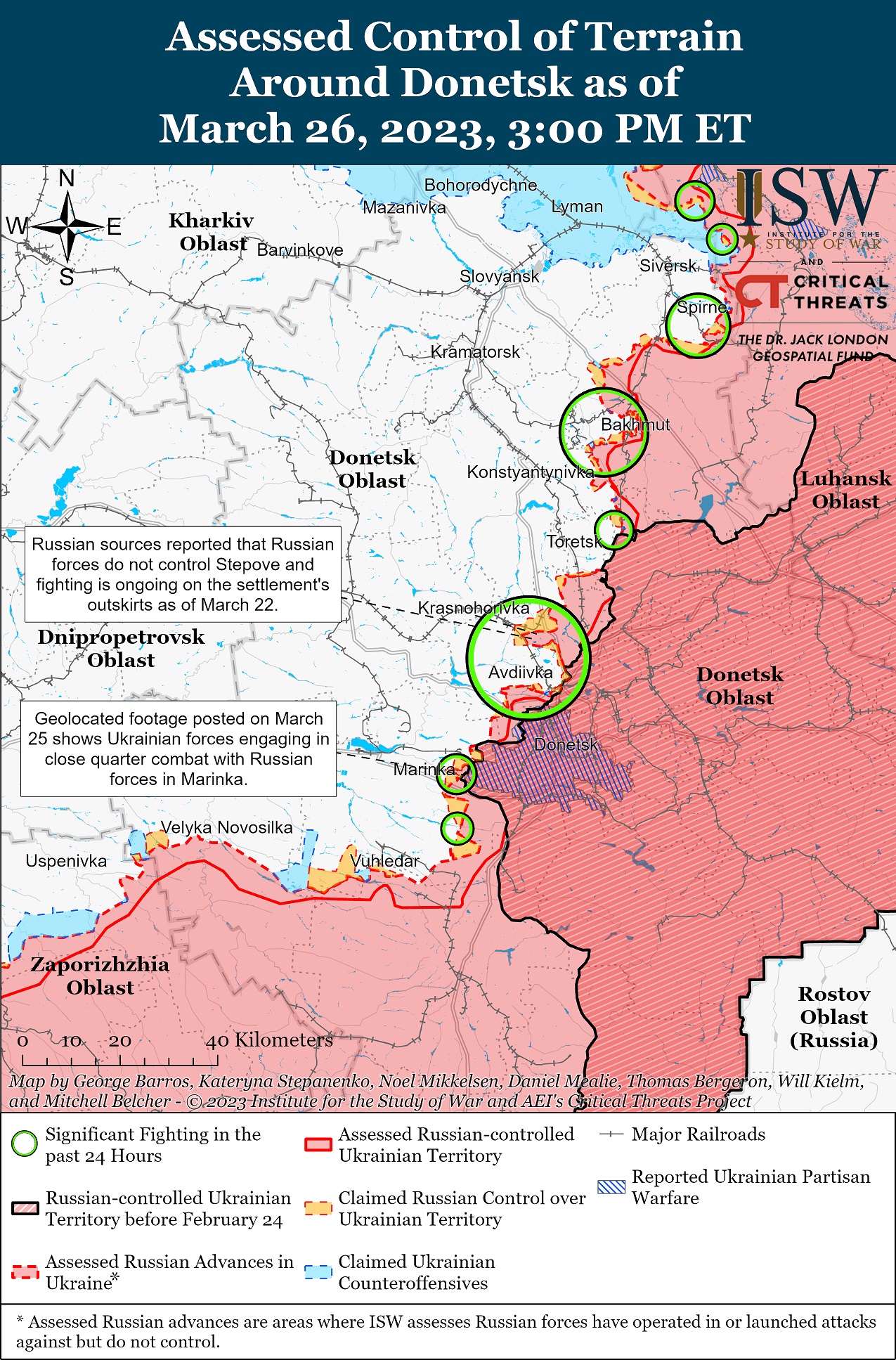 Карта боевых действий в Украине 27 марта.