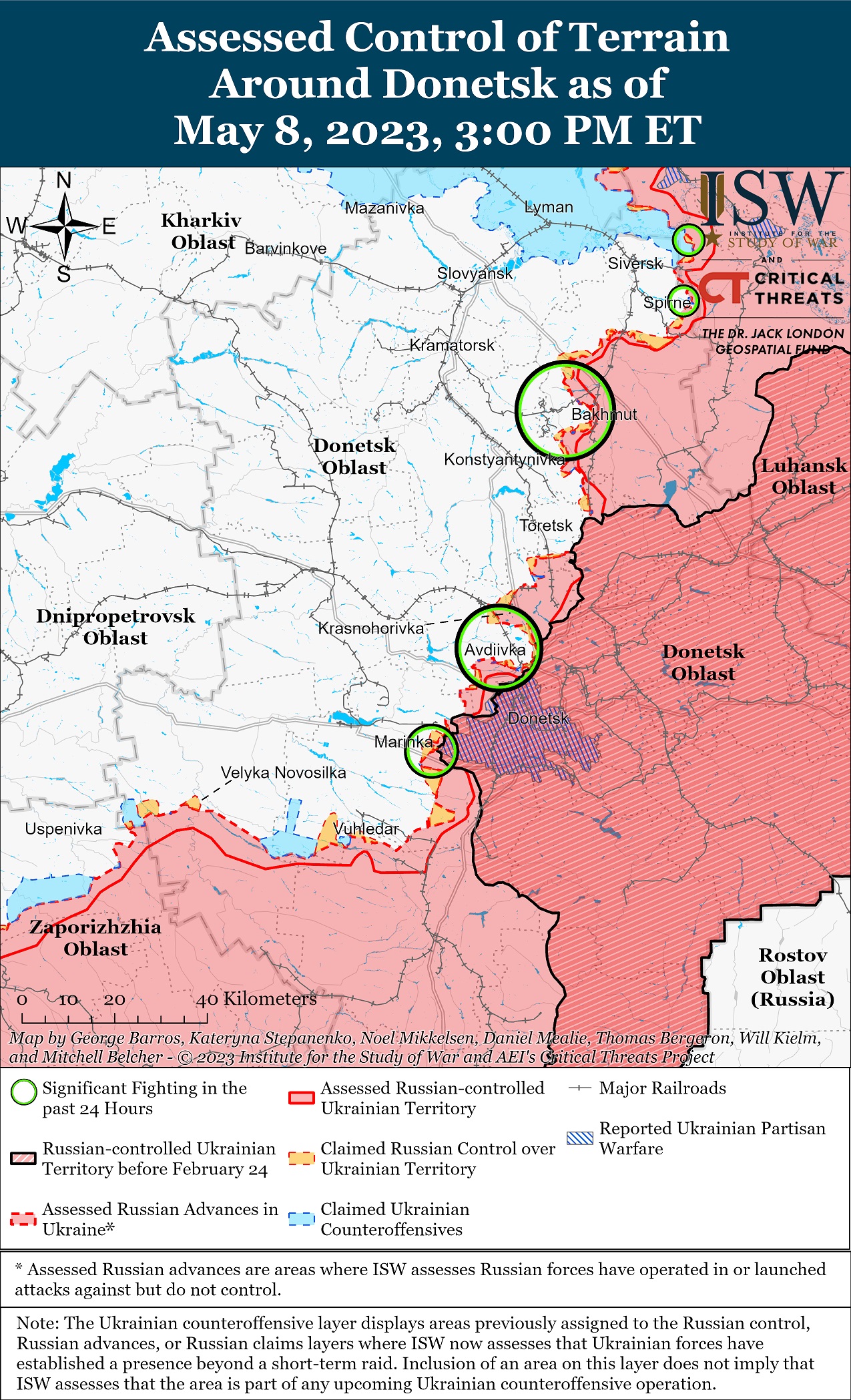 Карта боевых действий в Украине 9 мая.