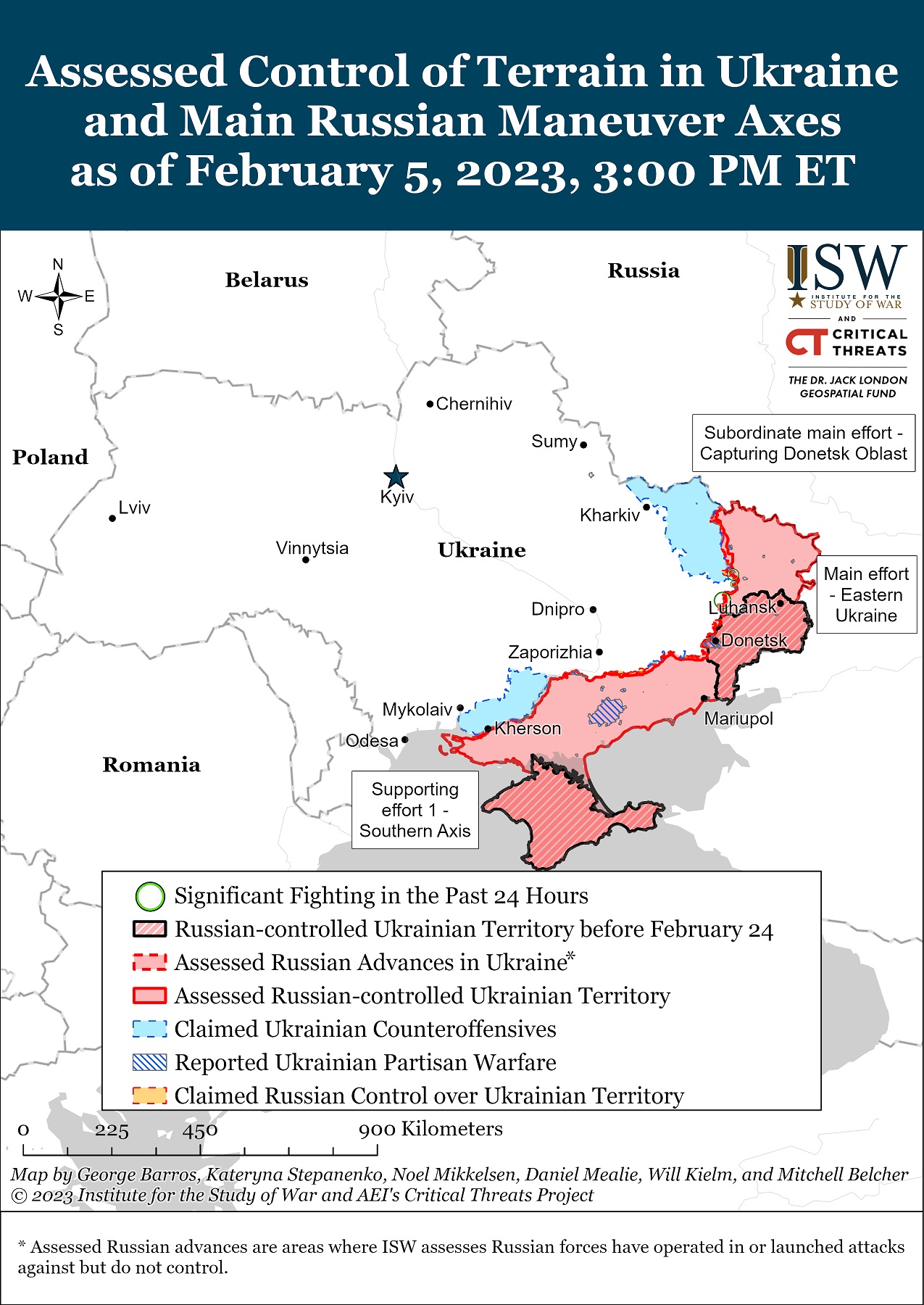Карта боевых действий на Украине 6 февраля.
