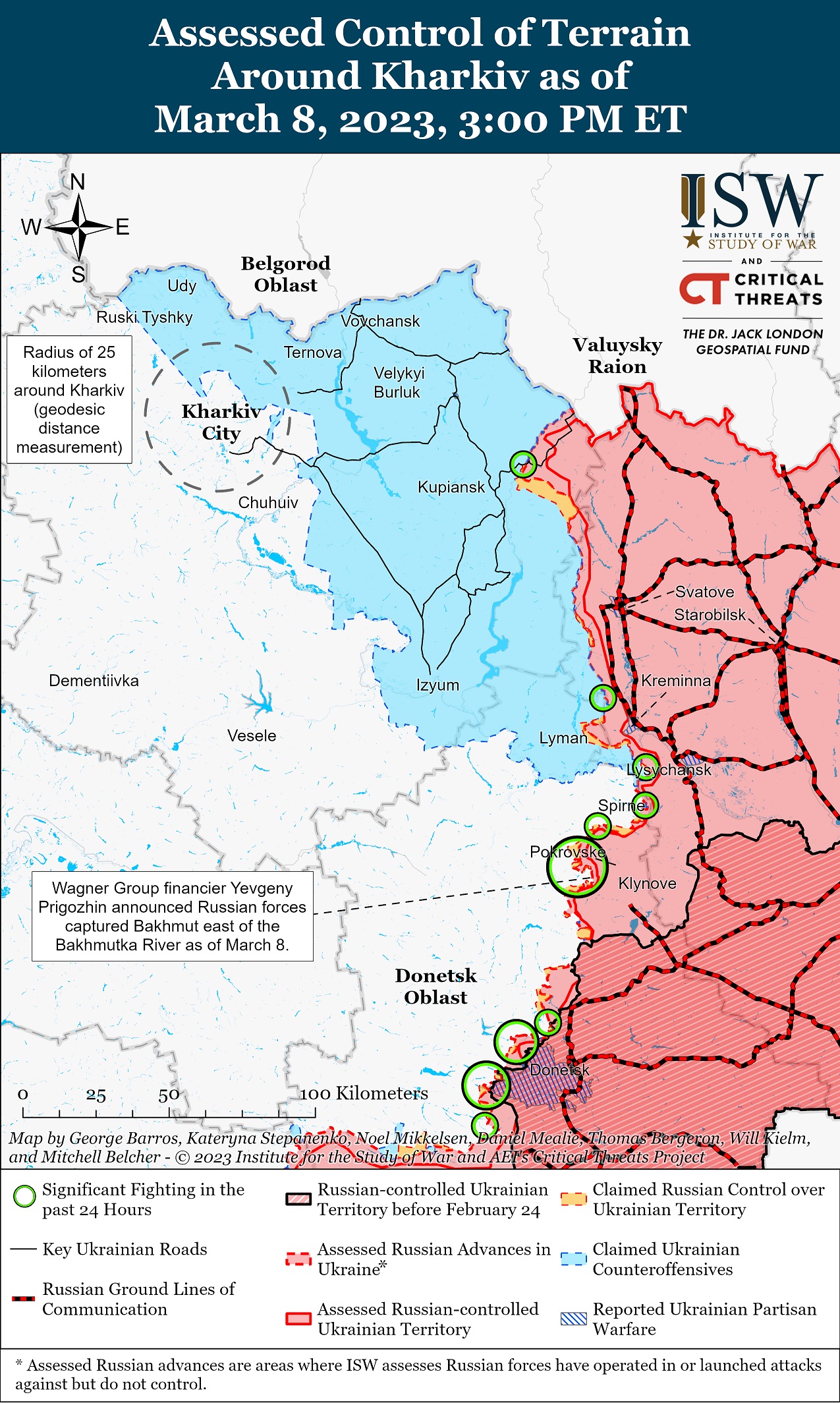 Карта боевых действий в Украине 9 марта.