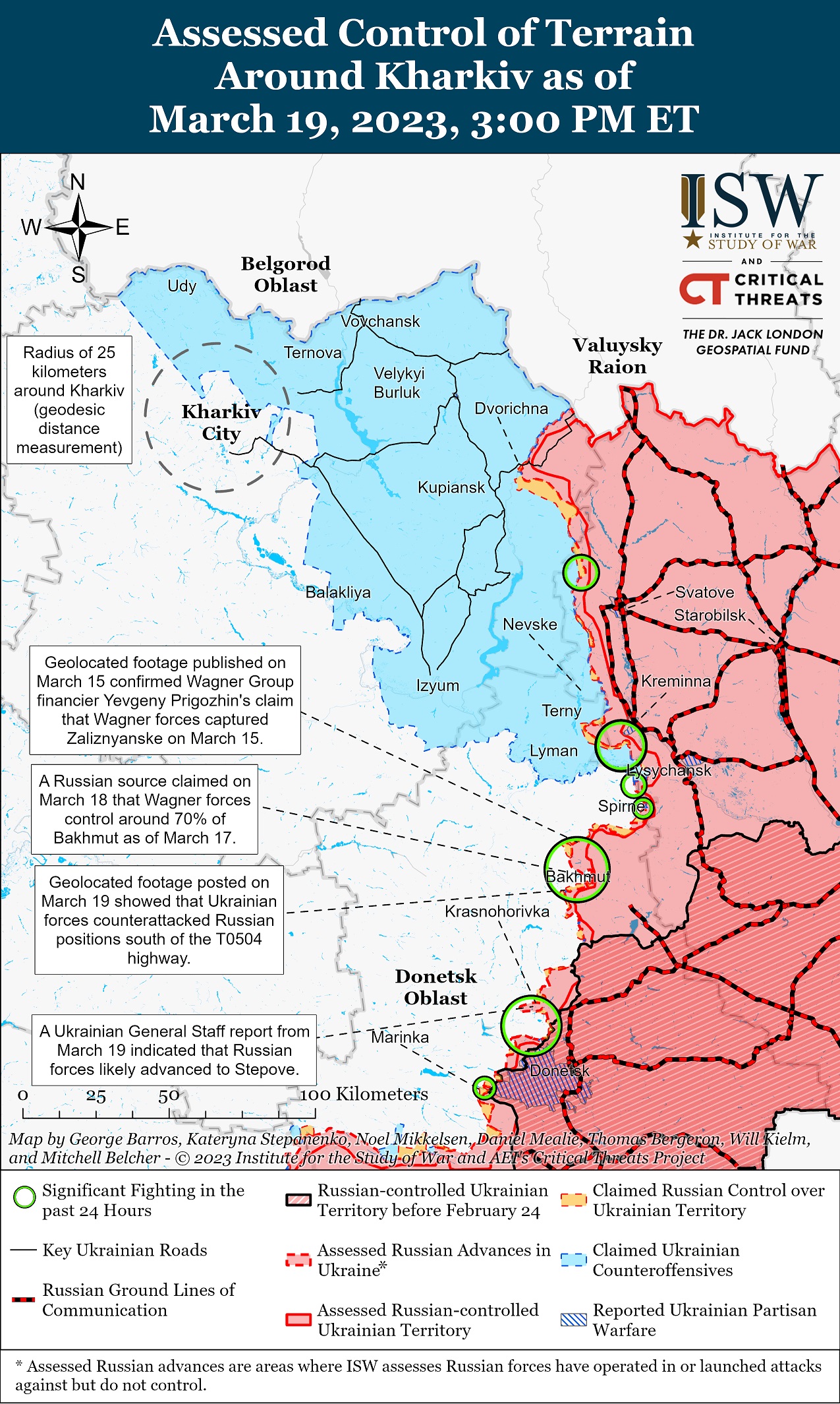 Карта боевых действий в Украине 20 марта.