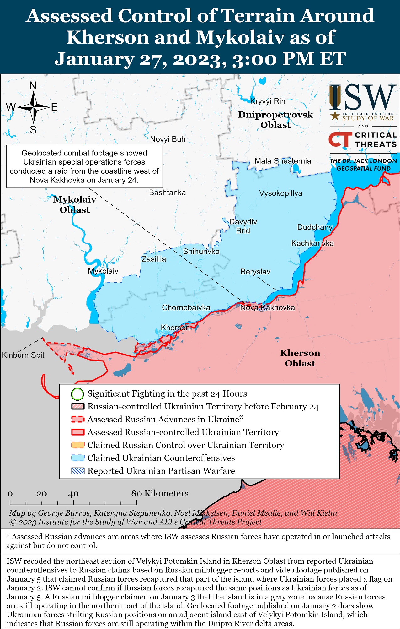 Карта боевых действий в Украине за 28 января 2023 года Фото: ISW