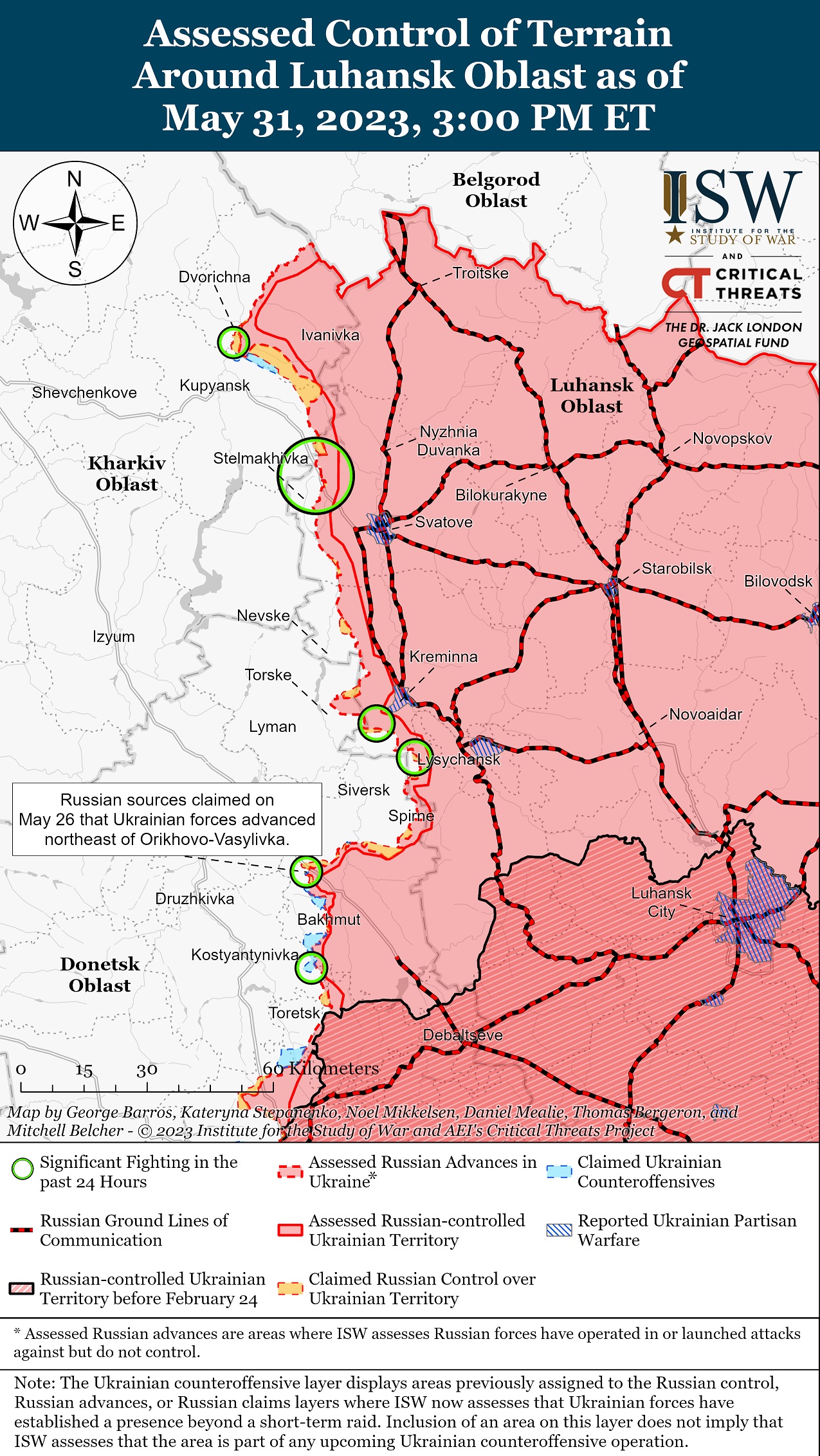 Карта боевых действий в Украине 1 июня.