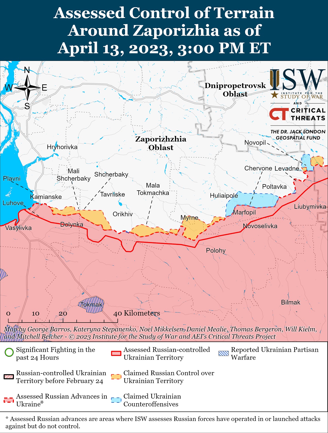 Карта боевых действий в Украине 14 апреля.