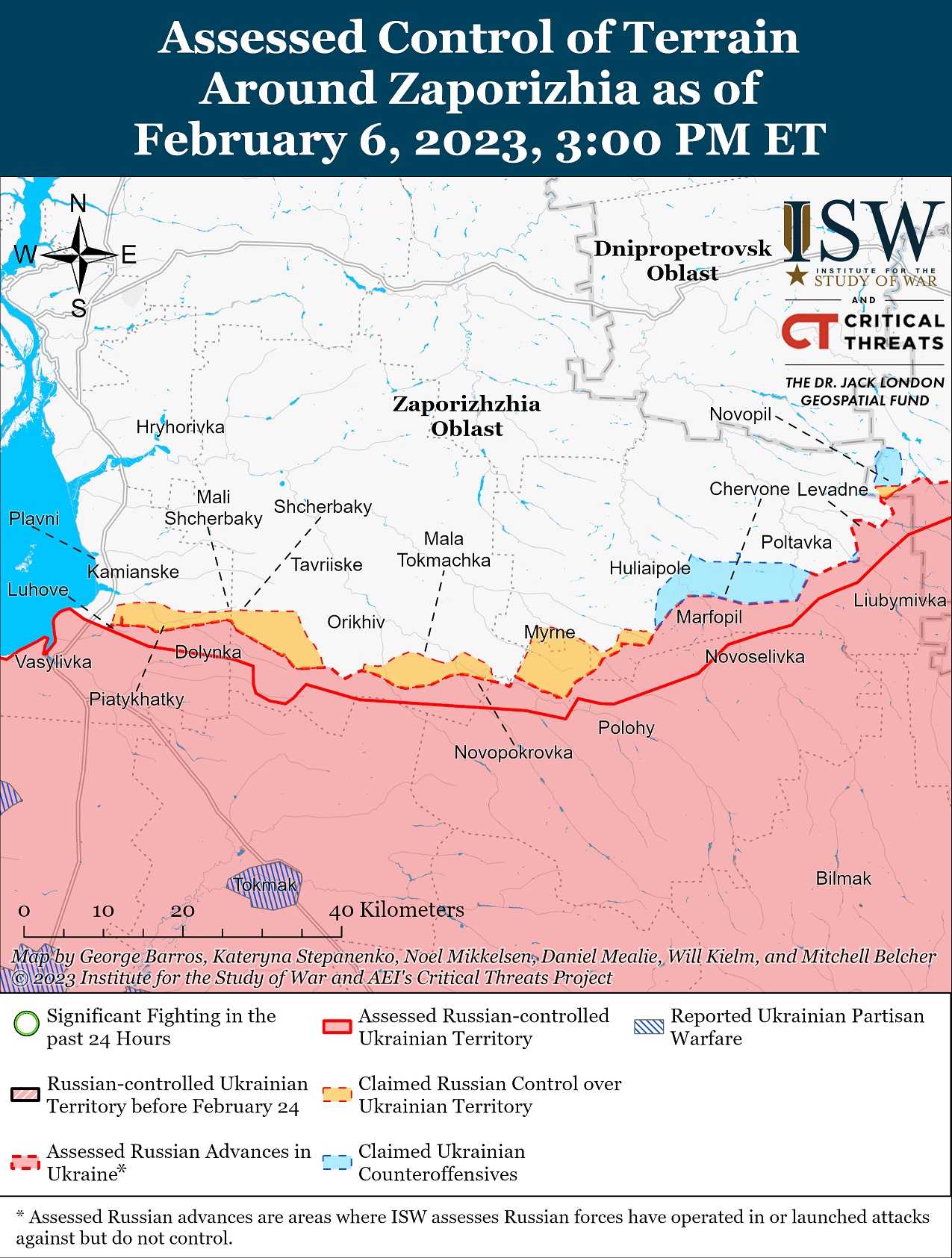 Карта боевых действий на Украине 7 февраля.