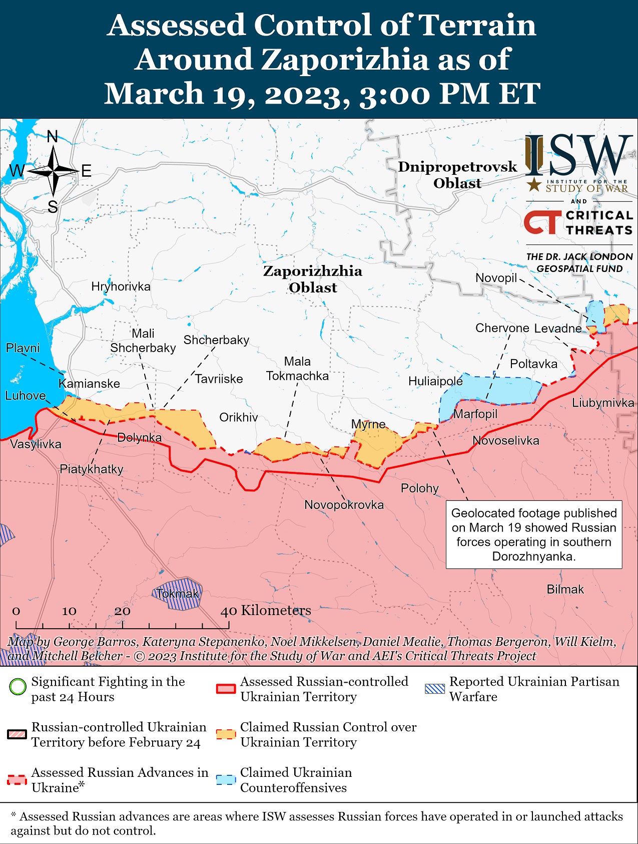 Карта боевых действий в Украине 20 марта.