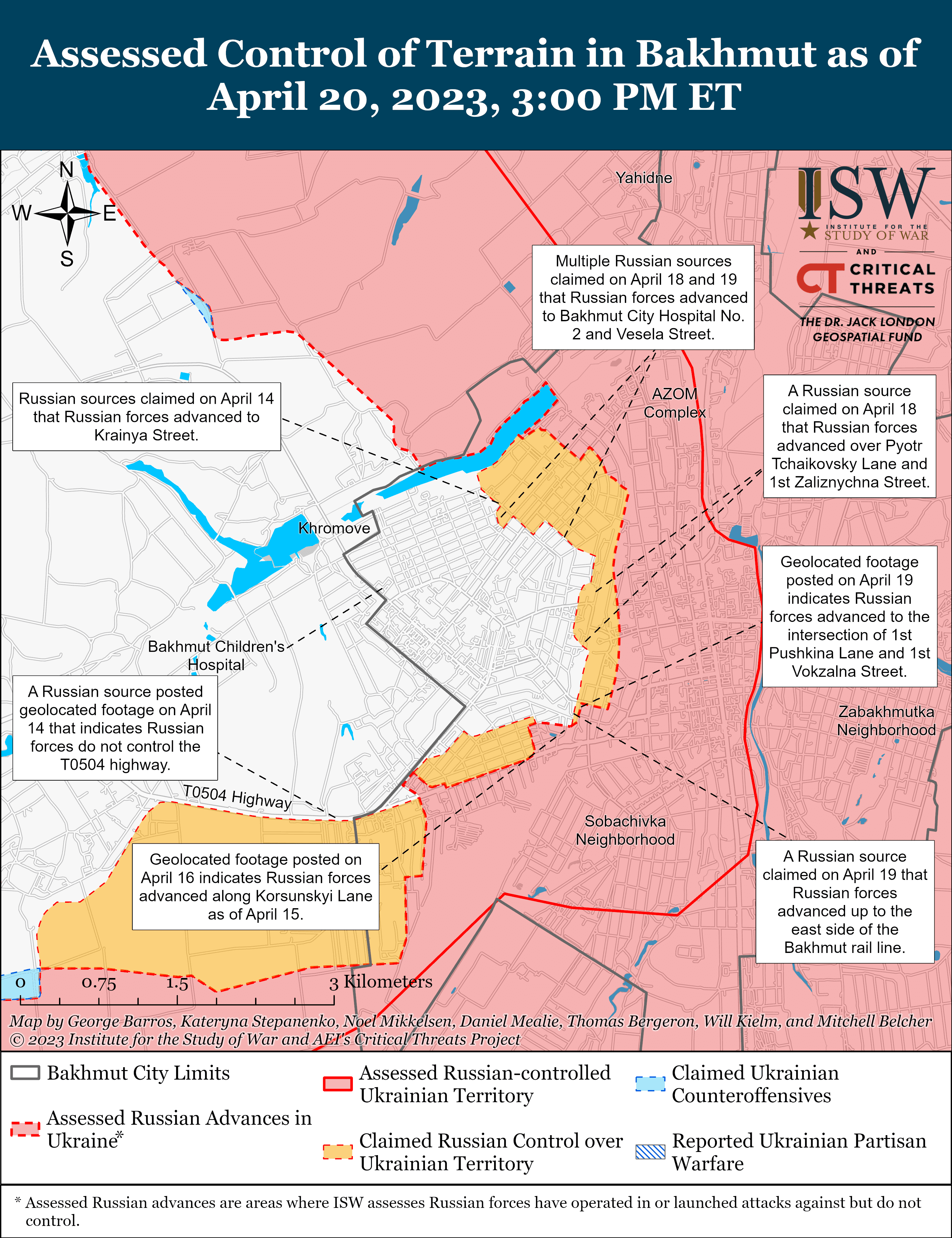 Карта боевых действий в Украине 21 апреля 2023 года.