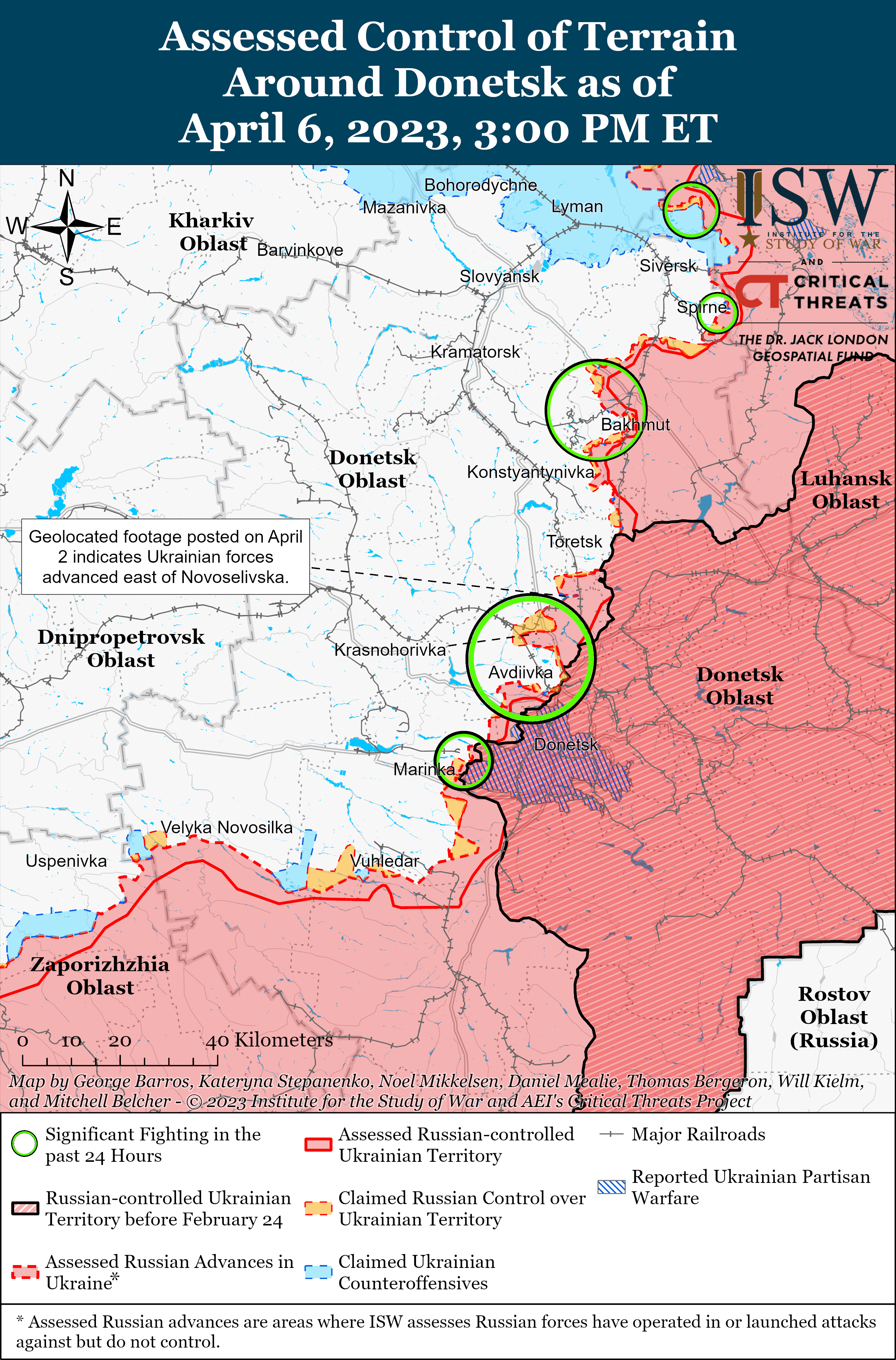 Карта боевых действий в Украине 7 апреля.