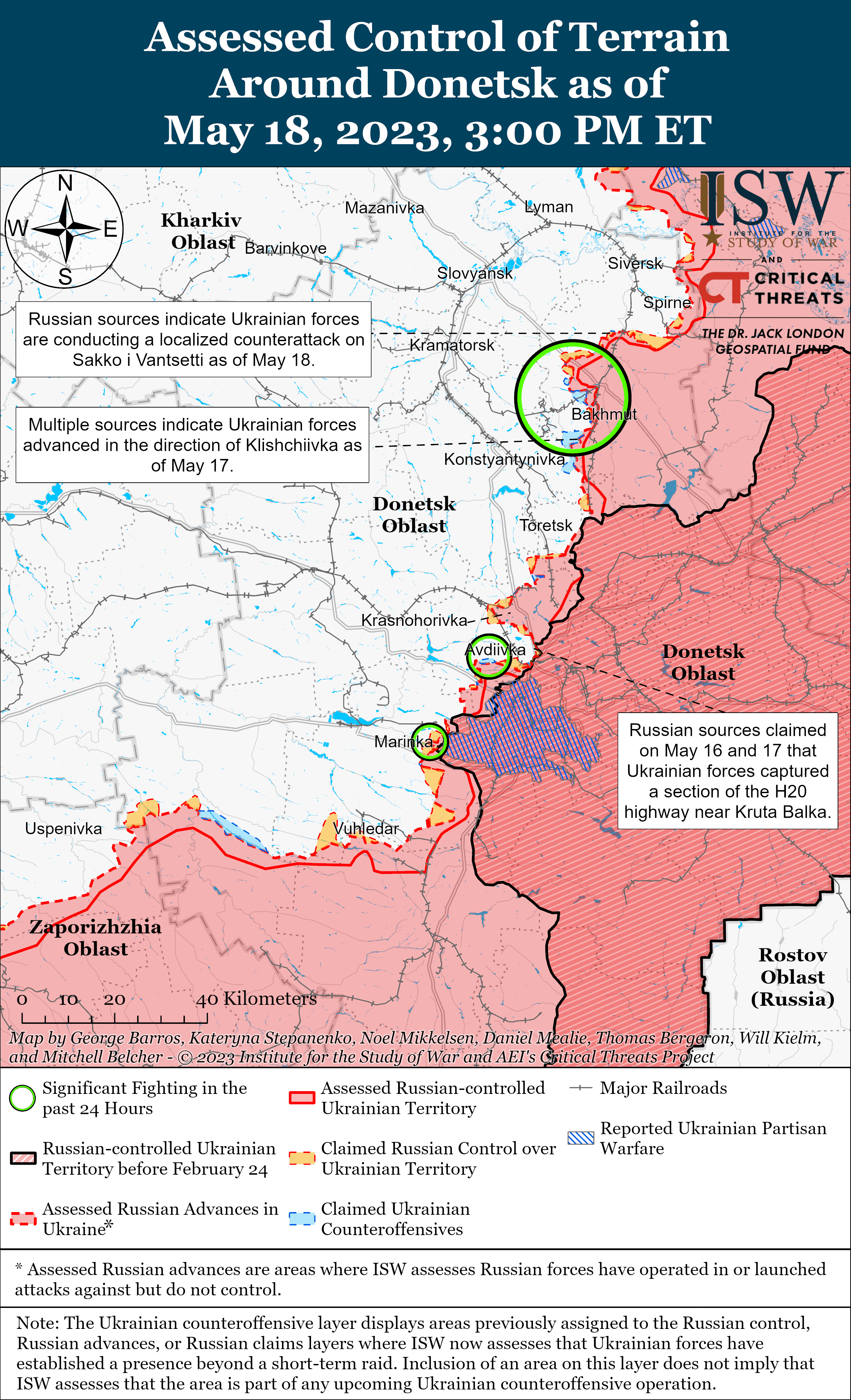 Карта боевых действий в Украине 19 мая.