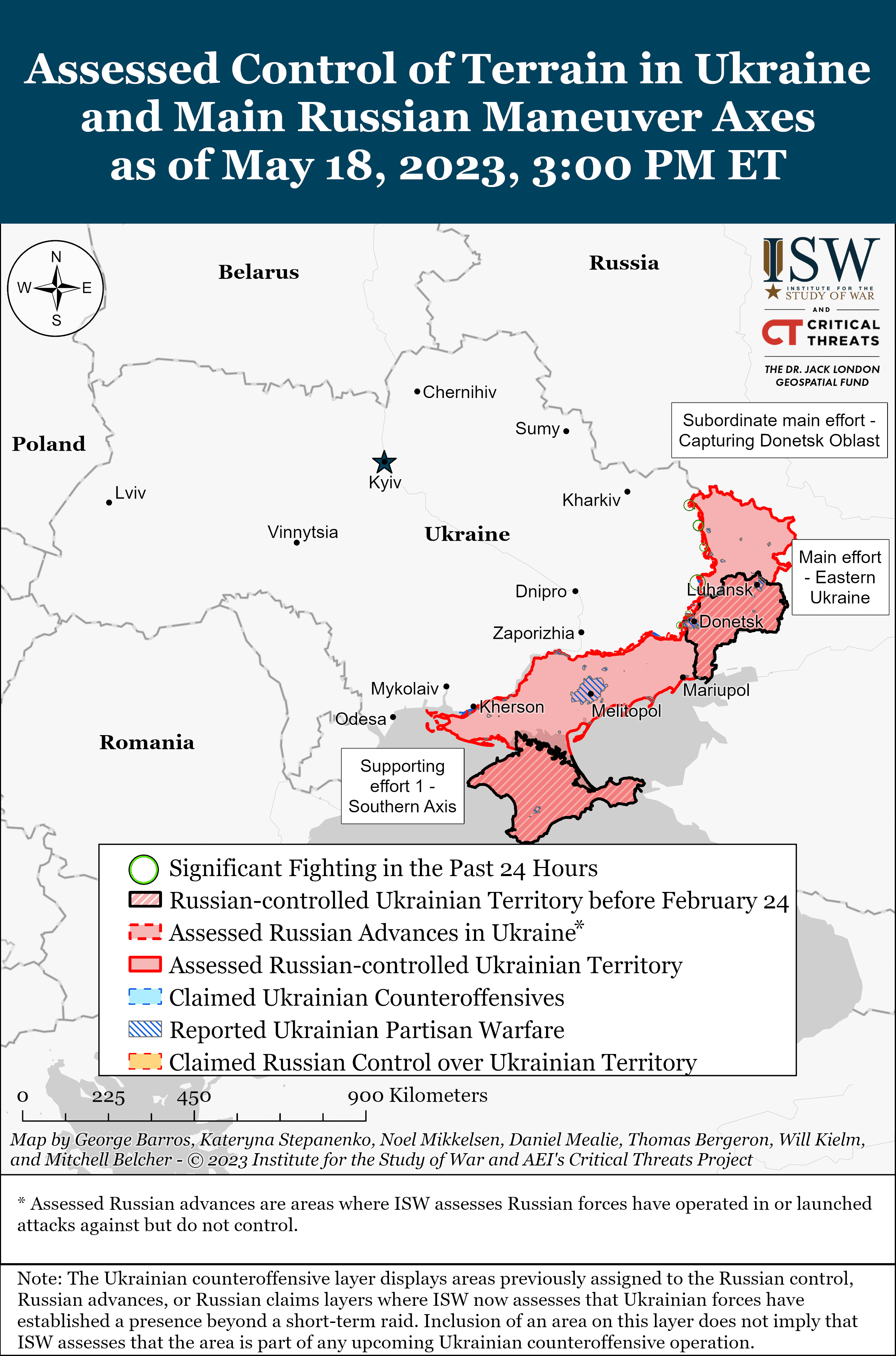 Карта боевых действий в Украине 19 мая.