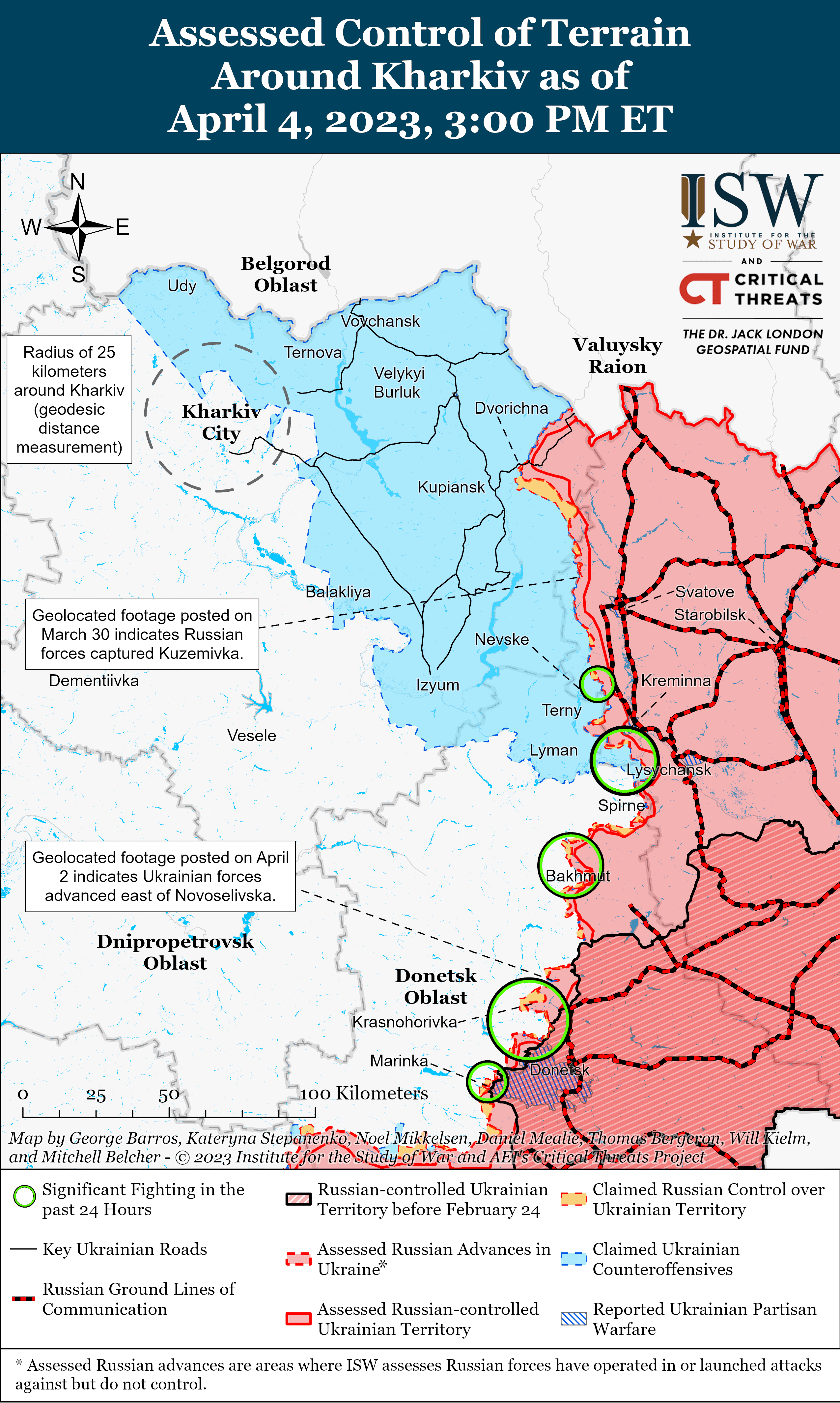 Карта боевых действий в Украине 5 апреля.