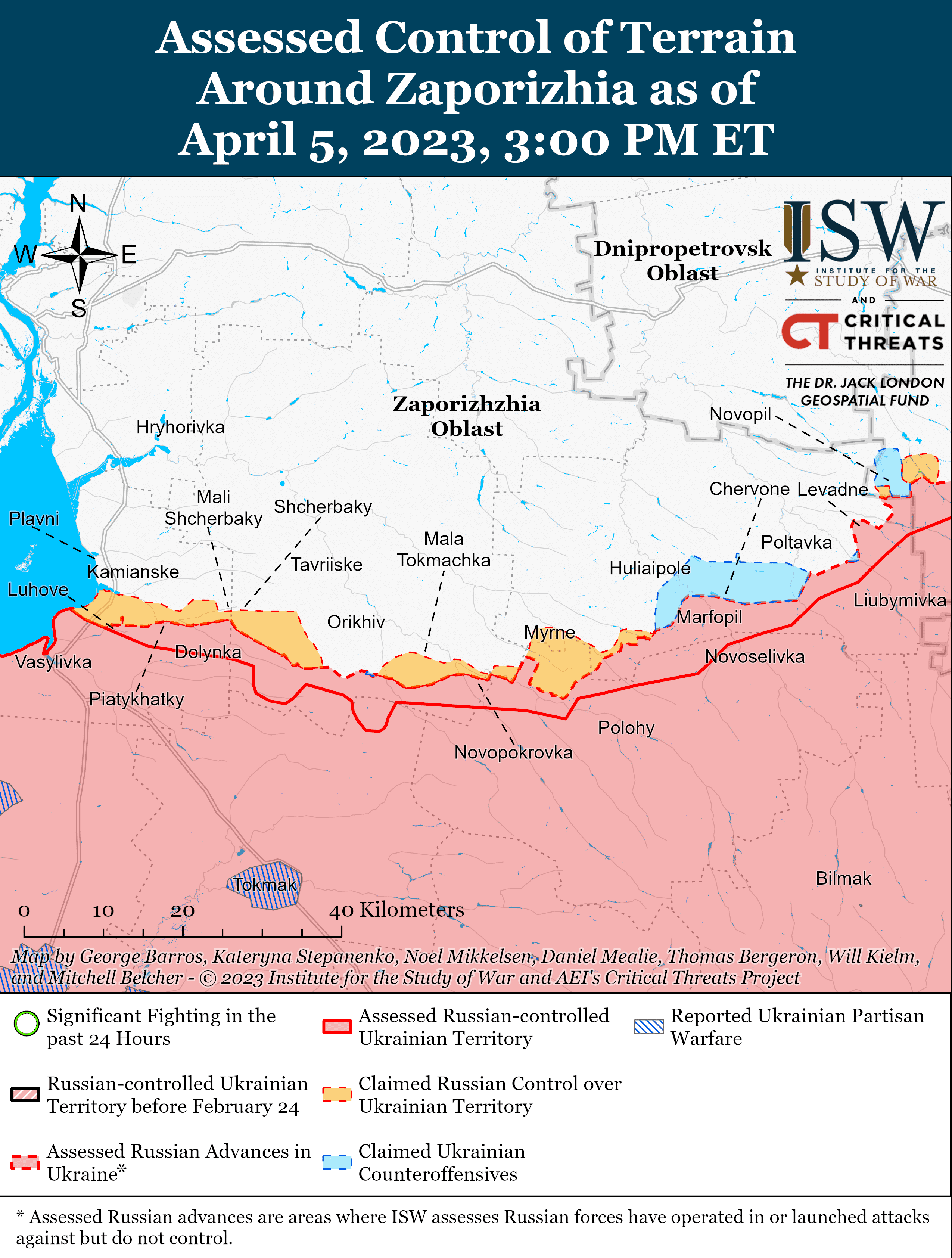 Карта боевых действий в Украине 6 апреля.