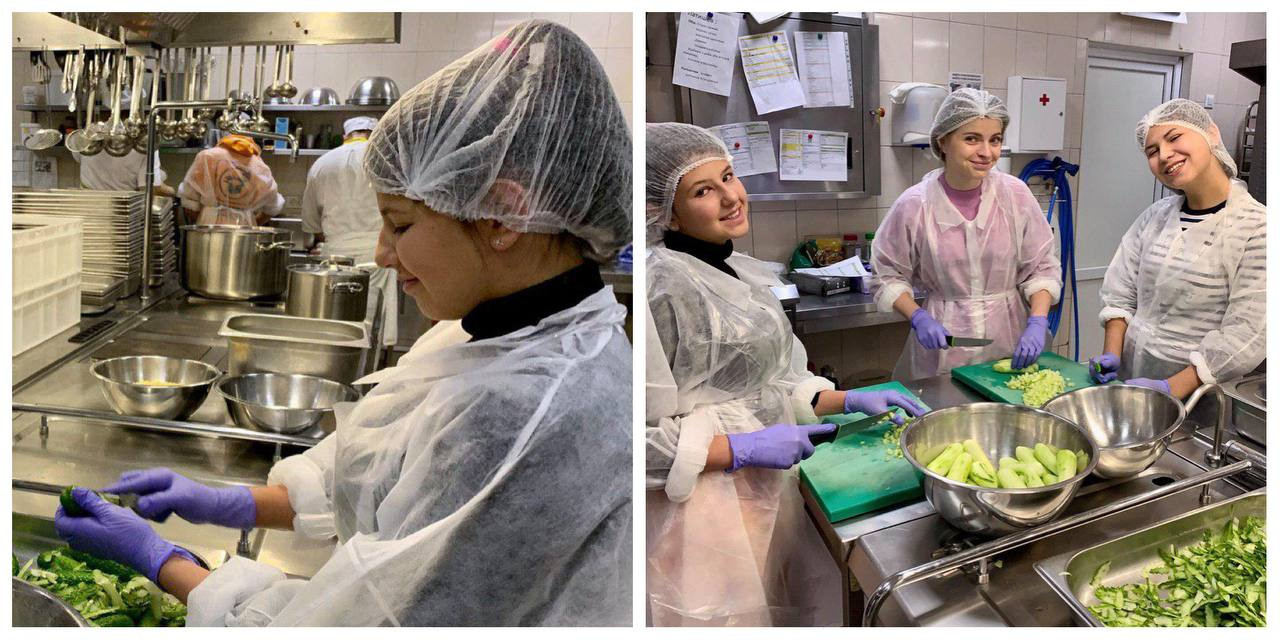 Дочь Владимира Зеленского на школьной кухне.