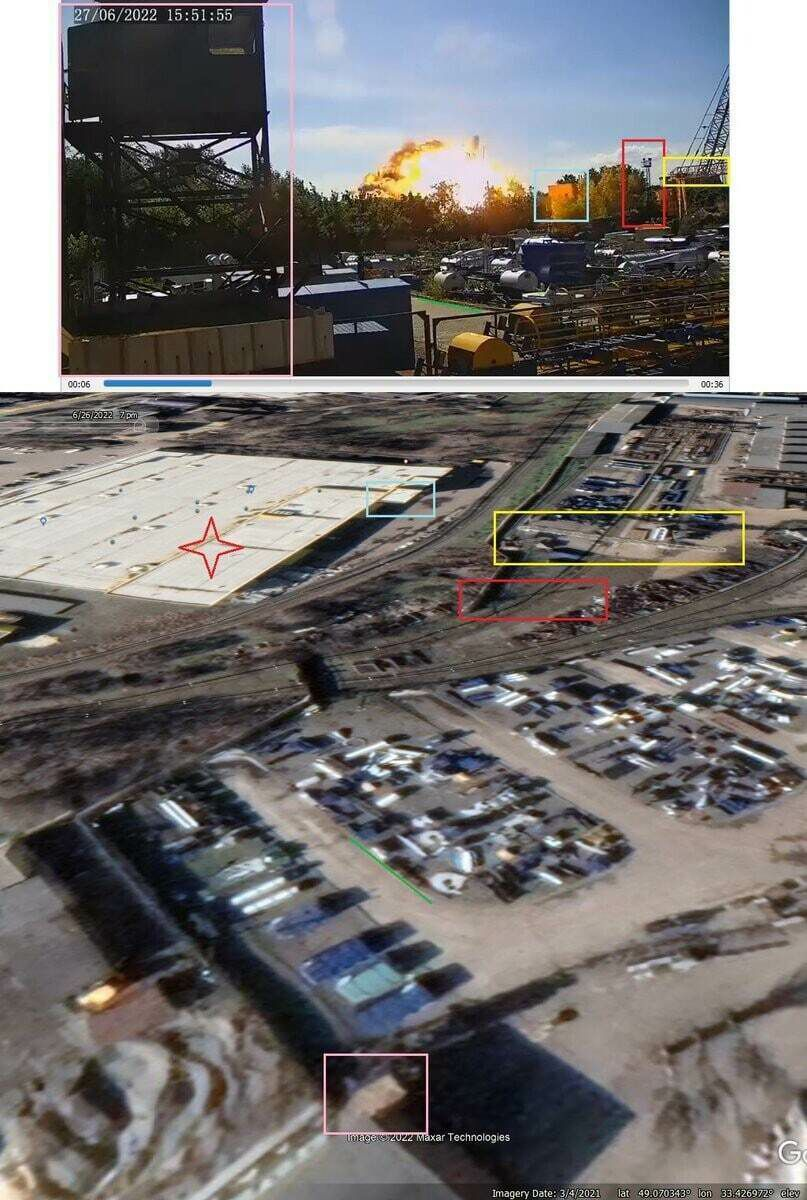 Откуда приблизительно велась съемка момента ракетного удара.