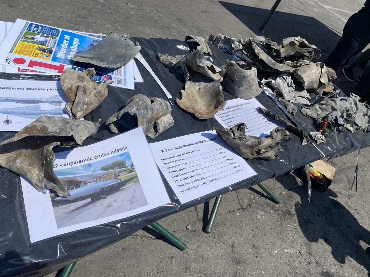 Осколки российской ракеты X-22, которая попала в ТЦ.