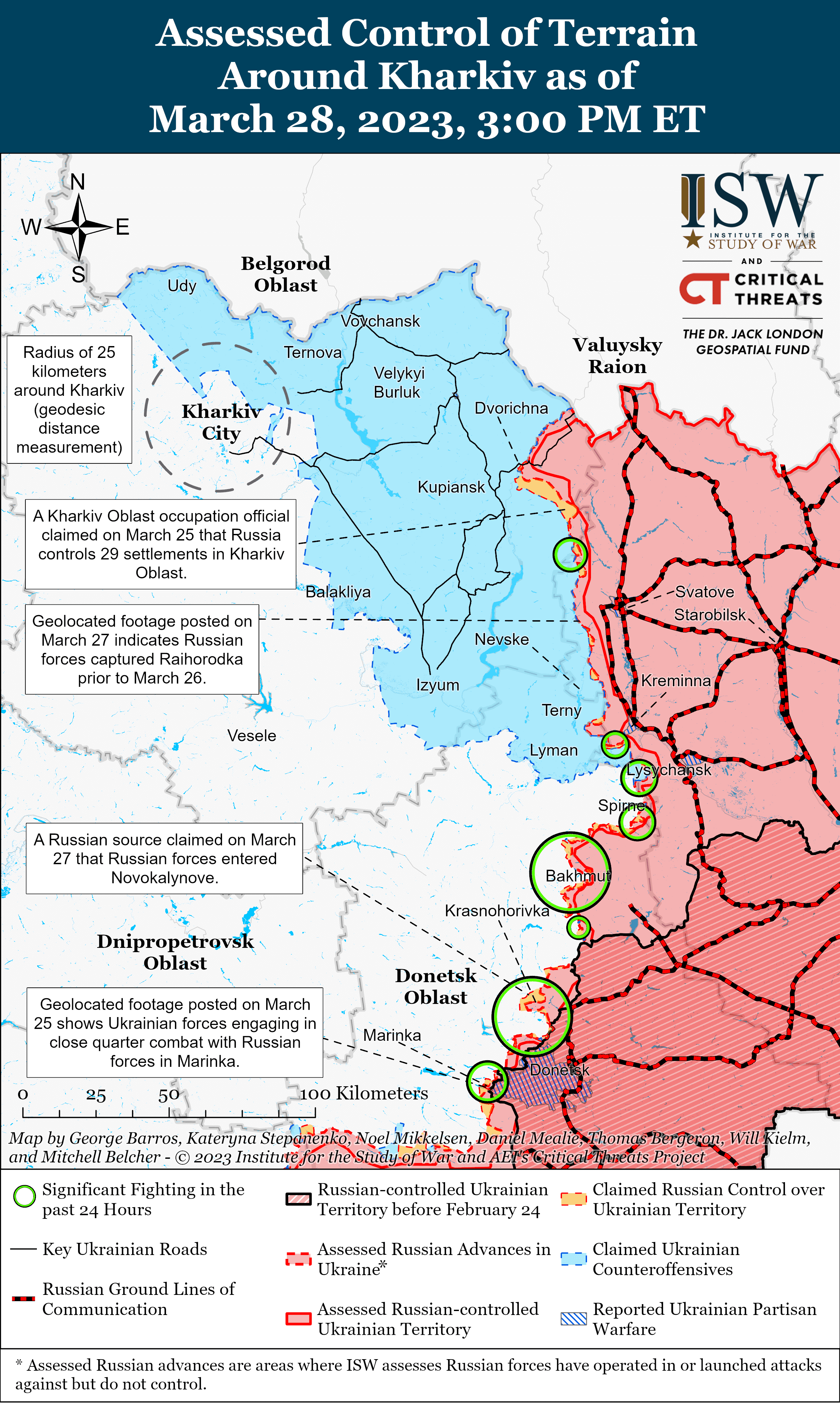 Карта боевых действий в Украине 29 марта.