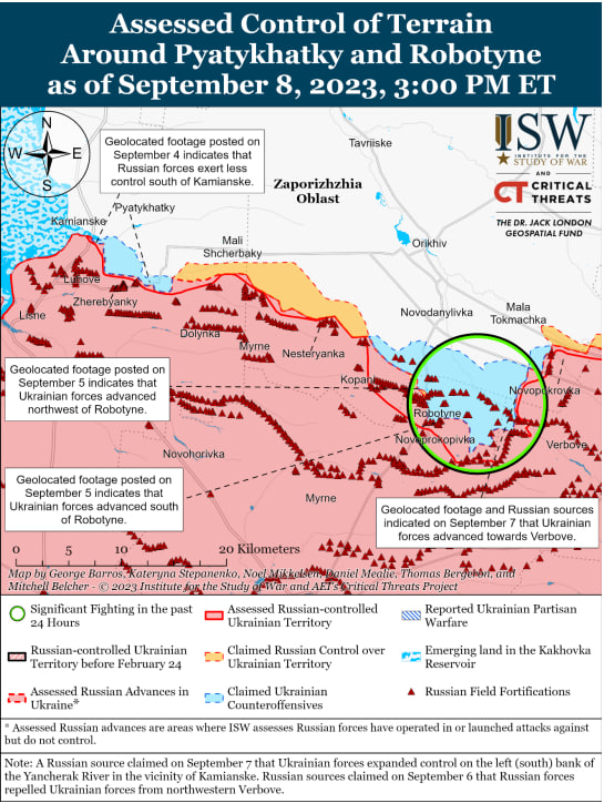 Карта боевых действий на Украине 9 сентября.