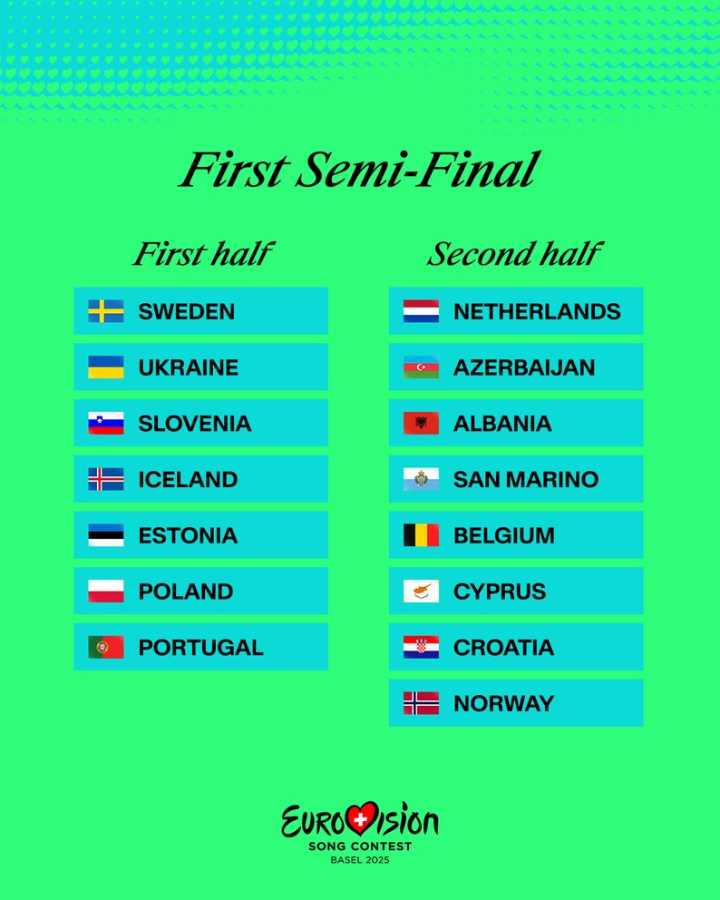Участники первого полуфинала "Евровидения-2025"