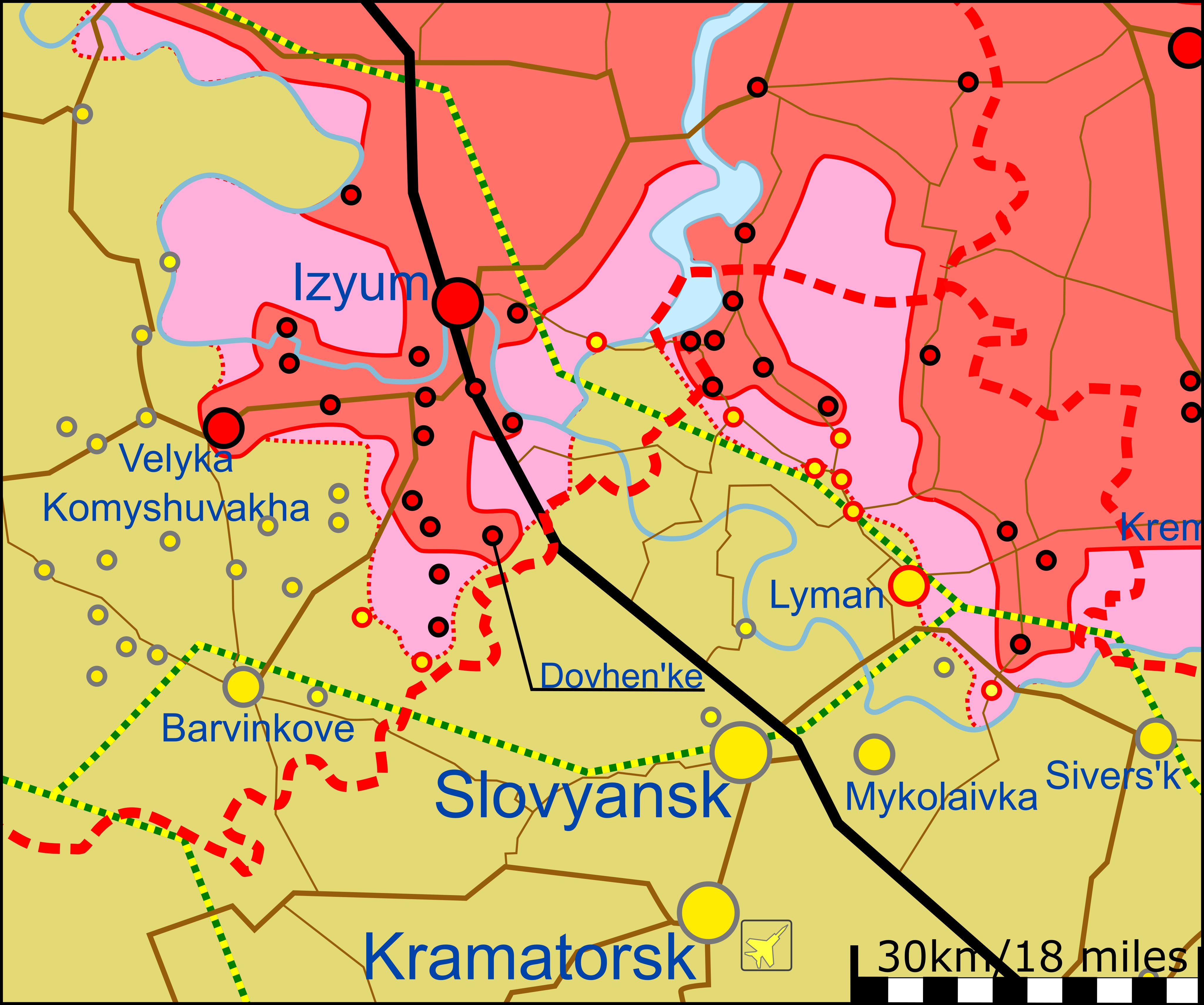 Карта боевых действий в Украине 15 мая