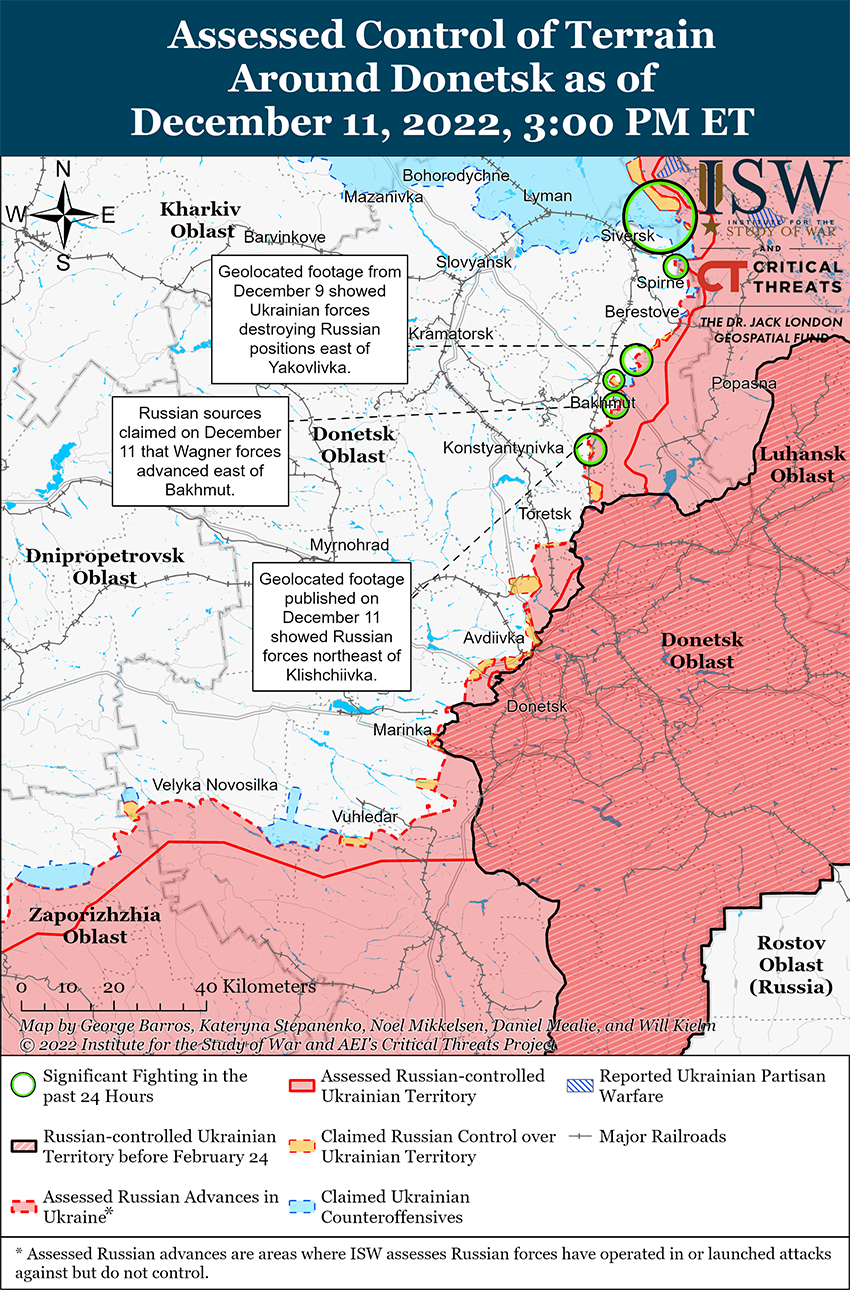 Карта боевых действий в Украине 12 декабря