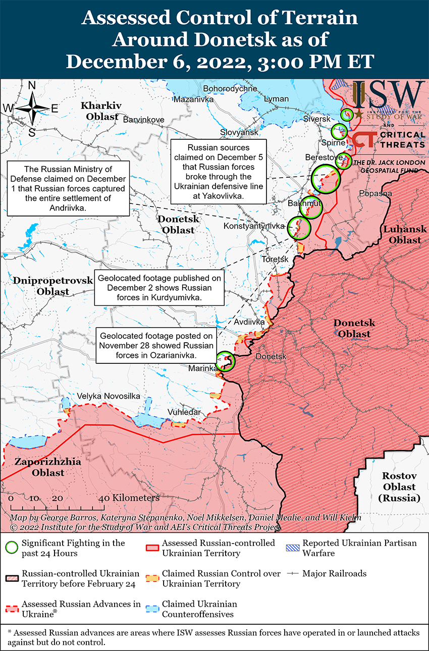 Карта боевых действий в Украине 7 декабря