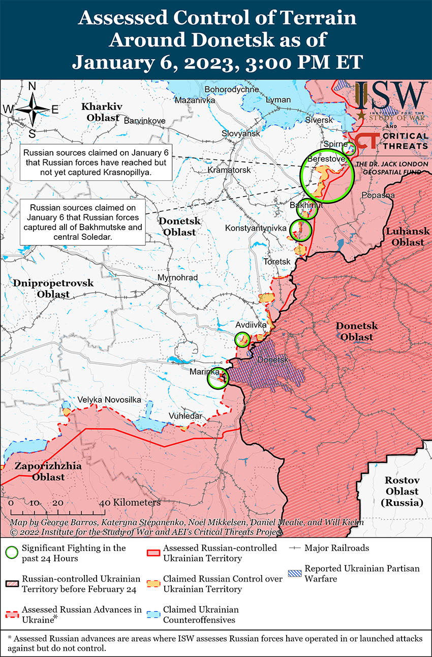 Карта боевых действий на Украине 7 января