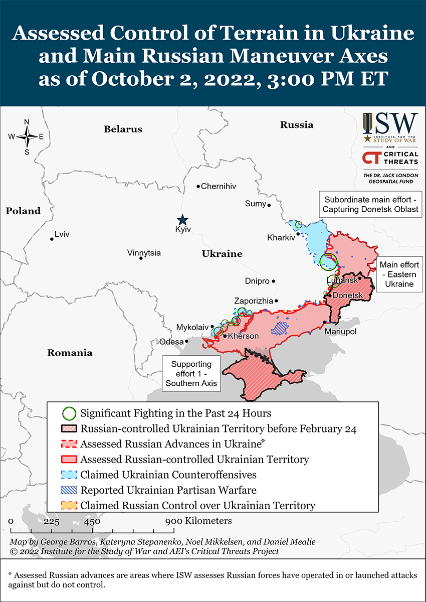 Карта боевых действий на Украине 3 октября