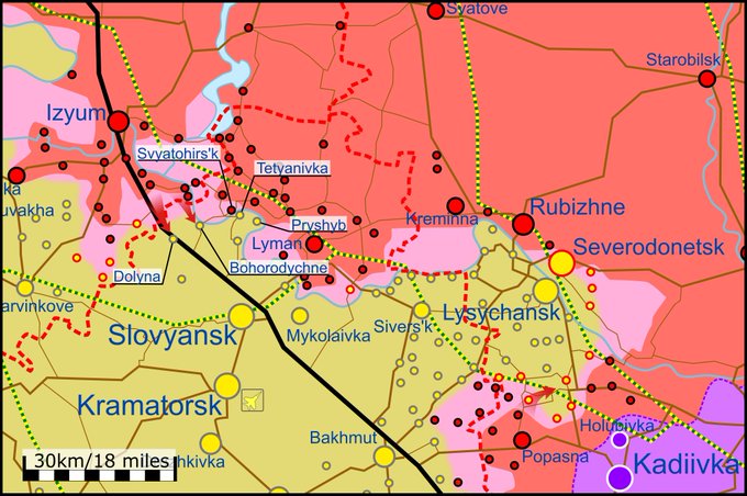 Карта боевых действий в Украине 10 июня