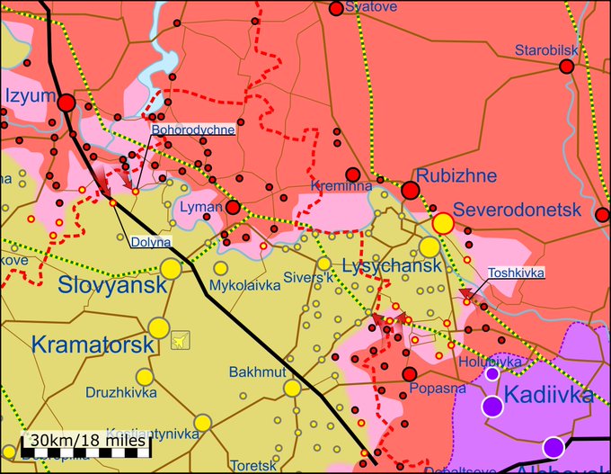Карта боевых действий на Украине 13 июня