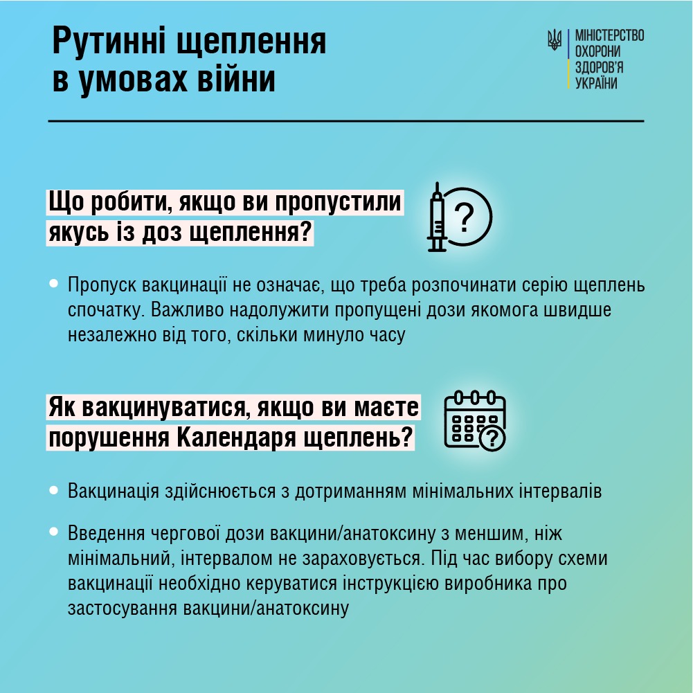 Рутинные прививки во время войны