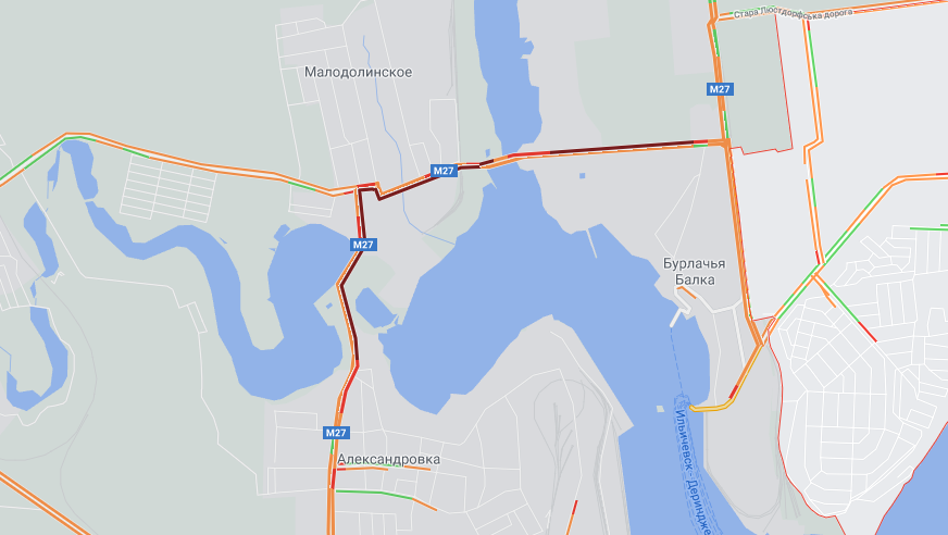 Пробки и сильный гололед: какая ситуация на дорогах в Одессе. Фото: GoogleMap