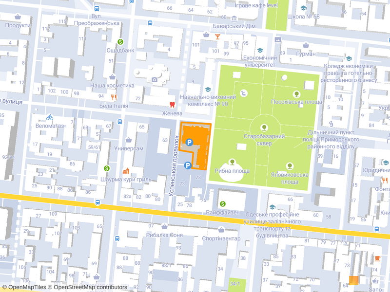 Около Старобазарного сквера сносят старинное здание ради строительства ЖК Art House. Карта: Lun.ua