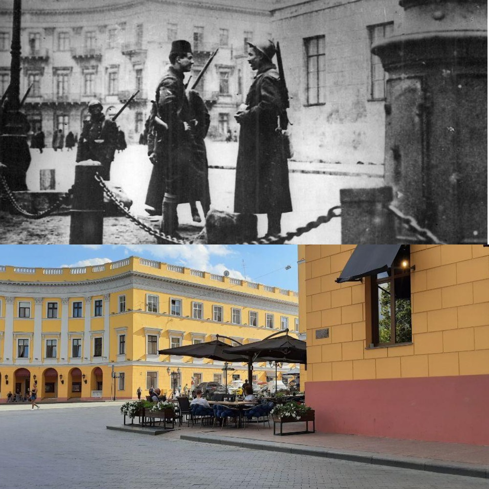 Площадь за памятником Дюку де Ришелье. 1919 - 2020