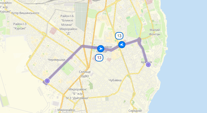 Маршрут движения троллейбуса №13. Фото: eway.in.ua