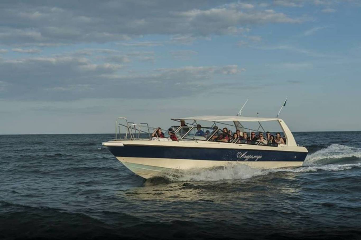 Морской катер Андромеда катает всех желающих каждый день с 10:00 до 22:00. Цена: 200 гривен за час прогулки