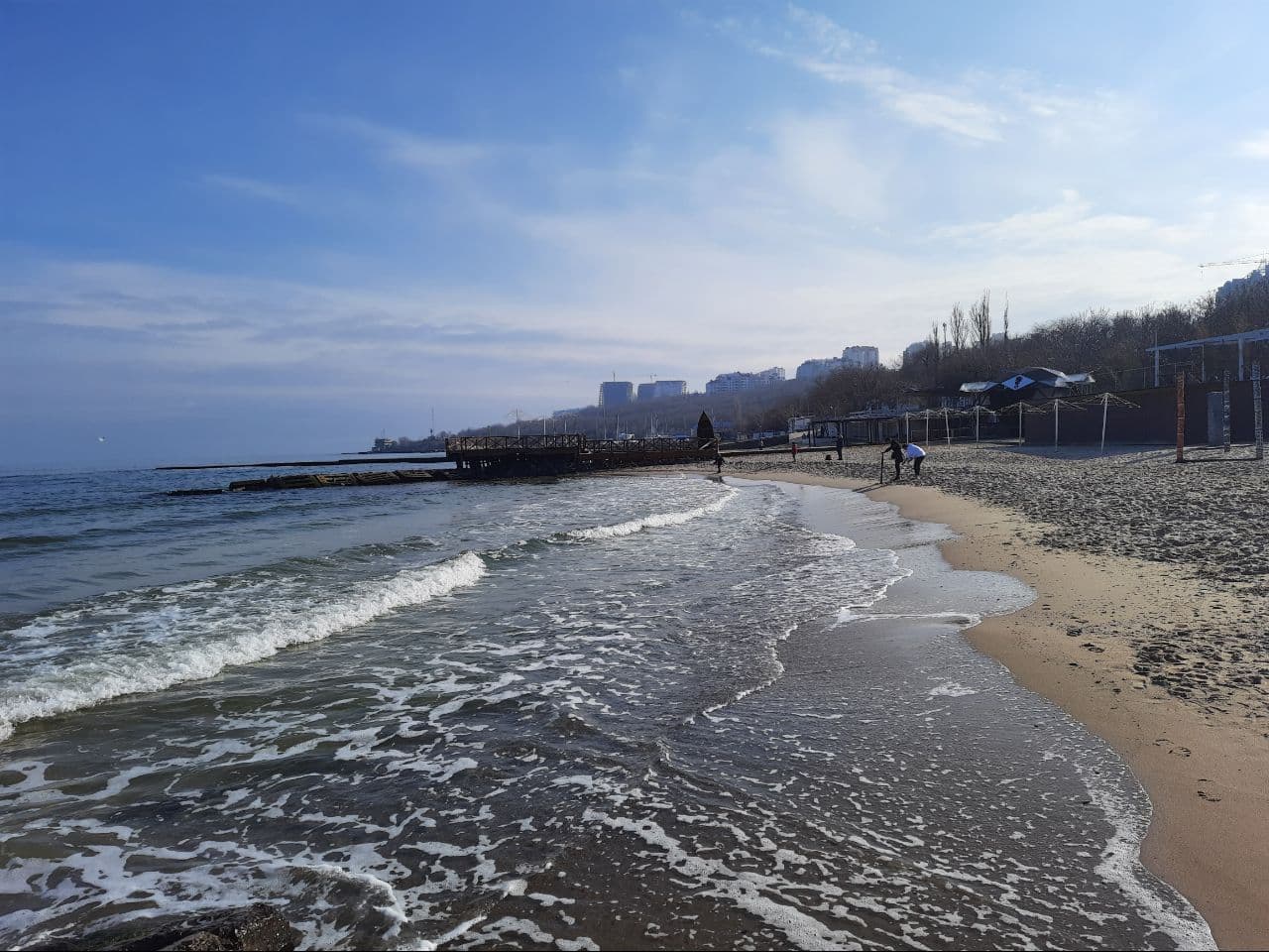 Как выглядят пляжи Одессы в марте 2021 года. Фото Марины Повертайло