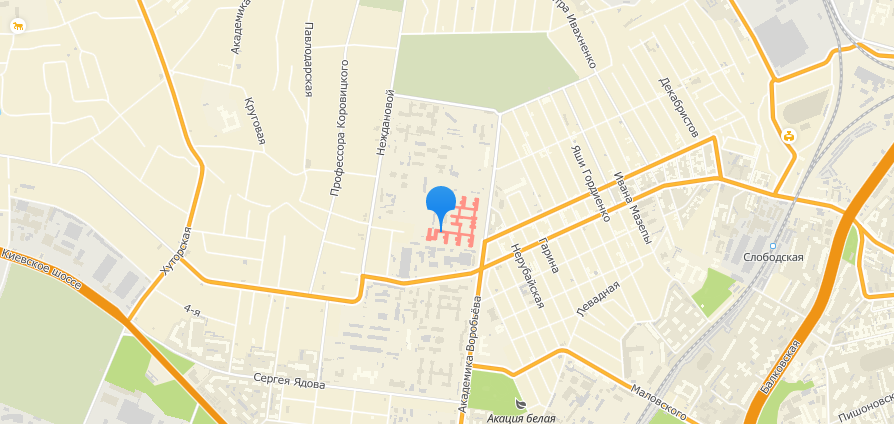 Психоневрологическое отделение Одесского областного медицинского центра психического здоровья на улице Академика Воробьева. Карта: 2ГИС