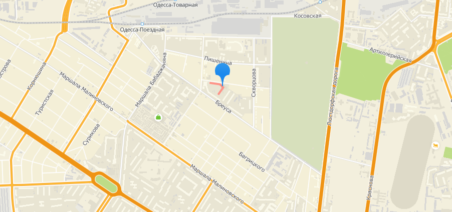 Наркологическое отделение Одесского областного медицинского центра психического здоровья на улице Якова Бреуса, 26/2. Карта: 2ГИС