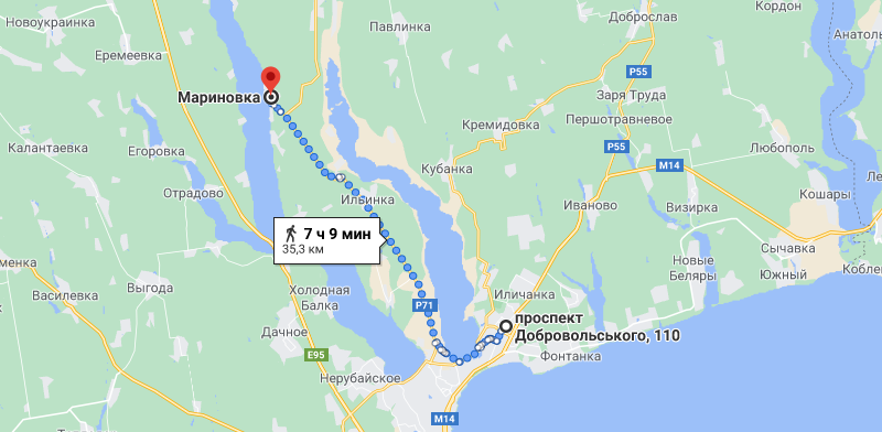 Маршрут Крестного хода 8 июля 2021 года. Карта: Google