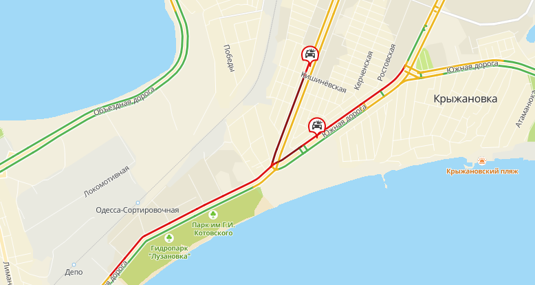 Пробки на поселке Котовского 13 октября 2021 года. Карта: 2ГИС