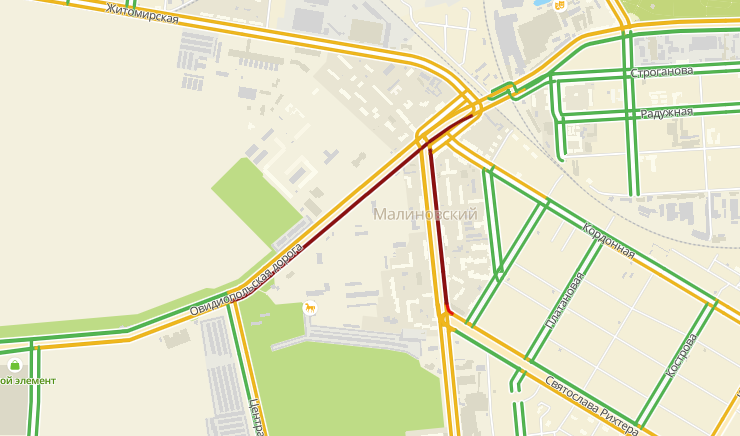 Пробки на Овидиопольской дороге в Одессе 13 октября 2021 года. Карта: 2ГИС