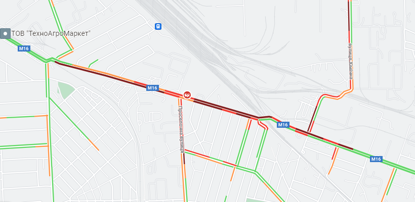 Пробки на Дальницком шоссе 14 июля 2021 года. Карта: Google