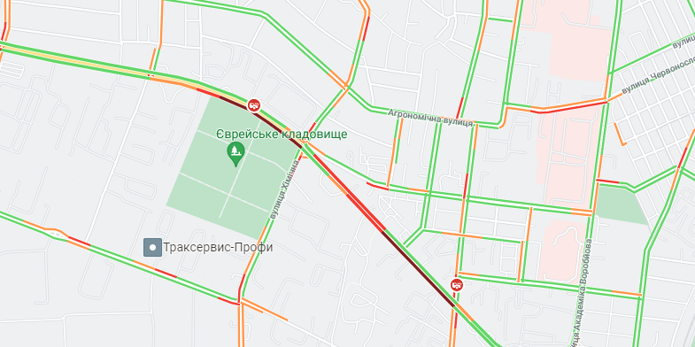 Пробки на Киевском шоссе 14 июля 2021 года. Карта: Google