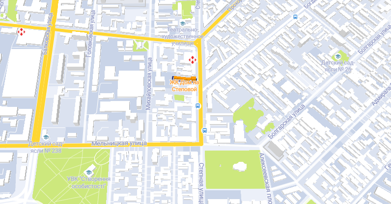 ЖК "Дом на Степовой" в Одессе. Карта: "ЛУН"