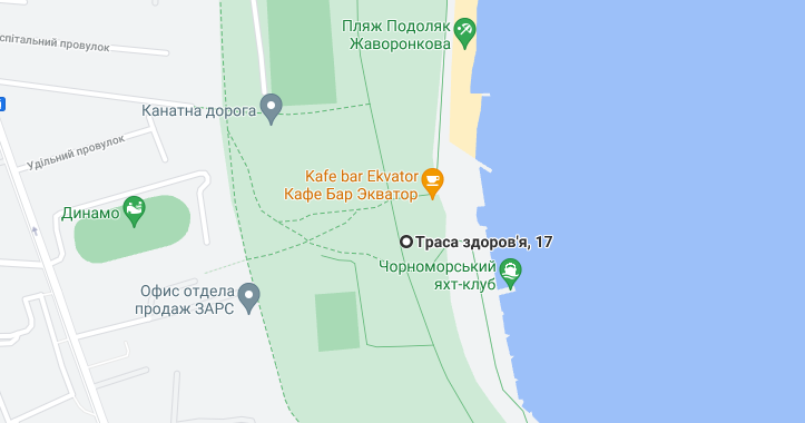Напротив Черноморского яхт-клуба появится новая спортивная площадка. Карта: Google