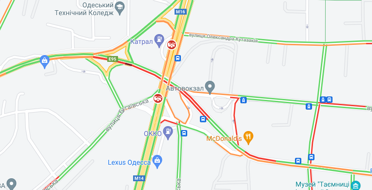 Пробка на улице Разумовской 19 августа 2021 года. Карта: Google