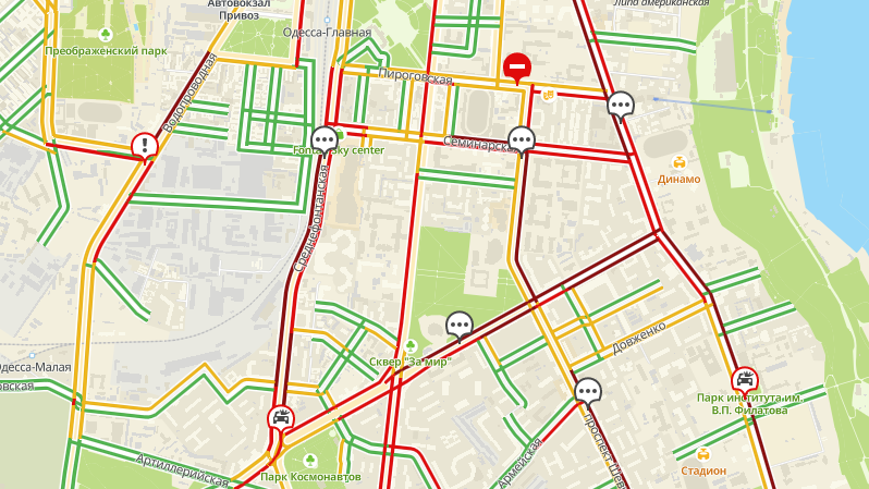 Пробки в Одессе 20 сентября 2021 года. Карта: 2ГИС