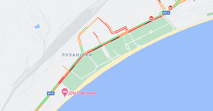 26 августа 2021 года нелегко проехать через Лузановку в сторону поселка Котовского. Фото: Google Map